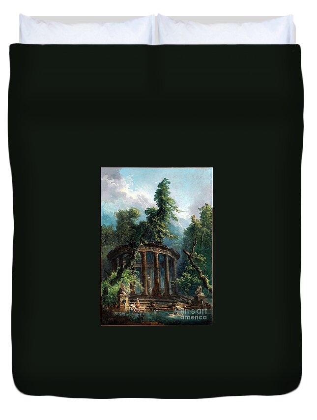 1500-2000 Duvet Cover featuring the painting The Bathing Pool by Celestial Images