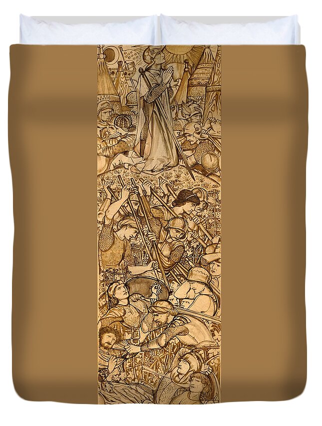 Edward Burne-jones Duvet Cover featuring the painting The Battle of Beth-Horon - Joshua Commanding the Sun and Moon to Stand Still by Edward Burne-Jones