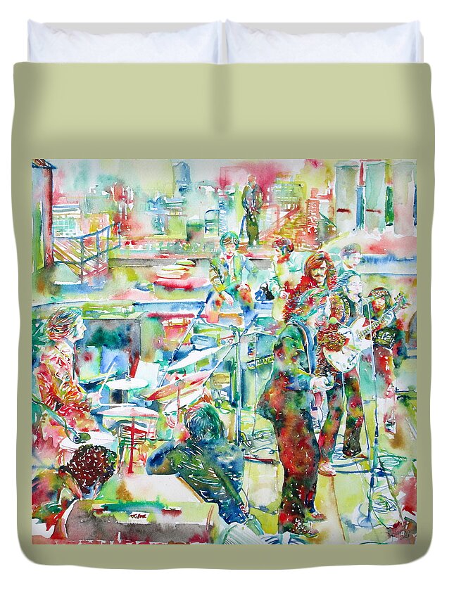 The Beatles Rooftop Concert Watercolor Painting Duvet Cover For
