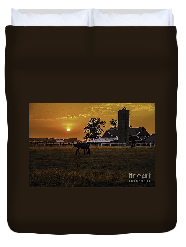 M.c. Story Duvet Cover featuring the photograph The Beauty of a Rural Sunset by Mary Carol Story