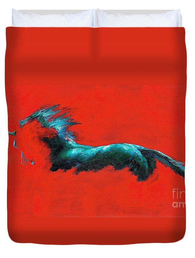 Equine Art Duvet Cover featuring the painting The Beginning of Life by Frances Marino