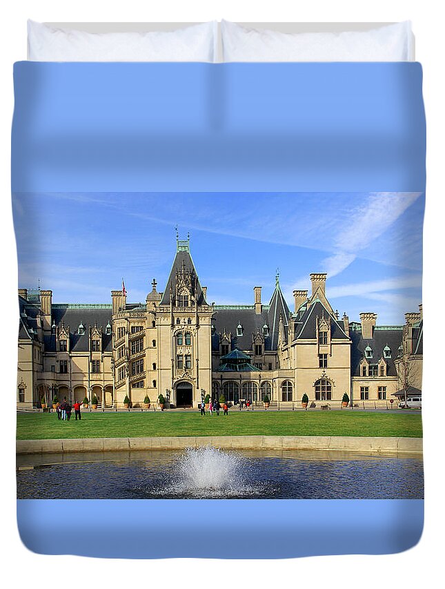 The Biltmore House Duvet Cover featuring the photograph The Biltmore Estate - Asheville North Carolina by Mike McGlothlen