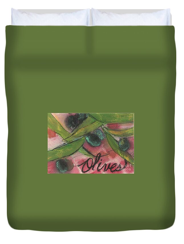 Wine Duvet Cover featuring the painting The Black Olive by Sherry Harradence