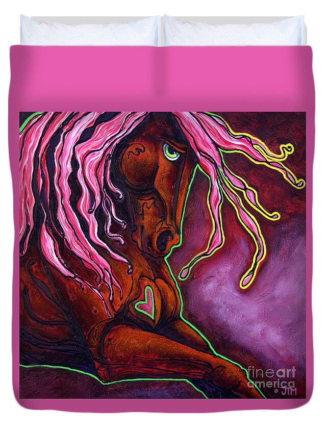Horse Duvet Cover featuring the painting The Blaze Within by Jonelle T McCoy