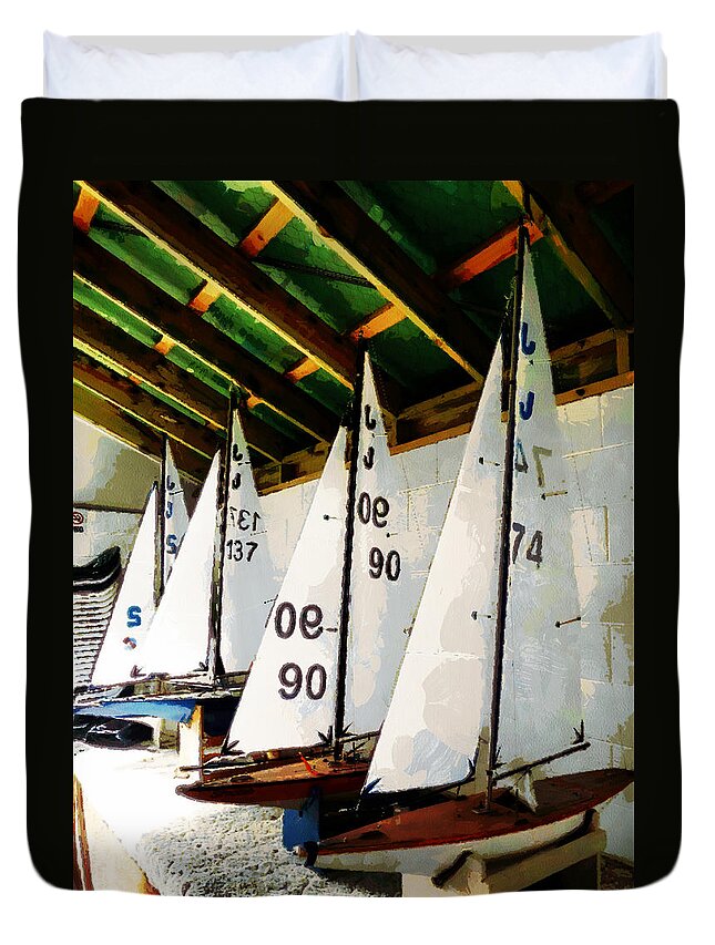 Sailing Duvet Cover featuring the photograph The Boat Shed by Steve Taylor