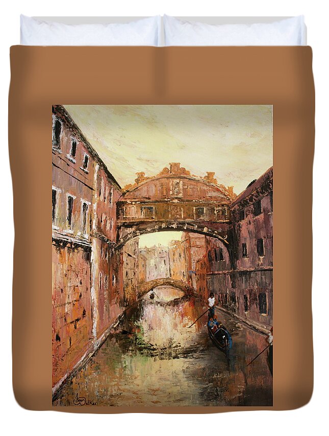 Venice Duvet Cover featuring the painting The Bridge of Sighs Venice Italy by Jean Walker