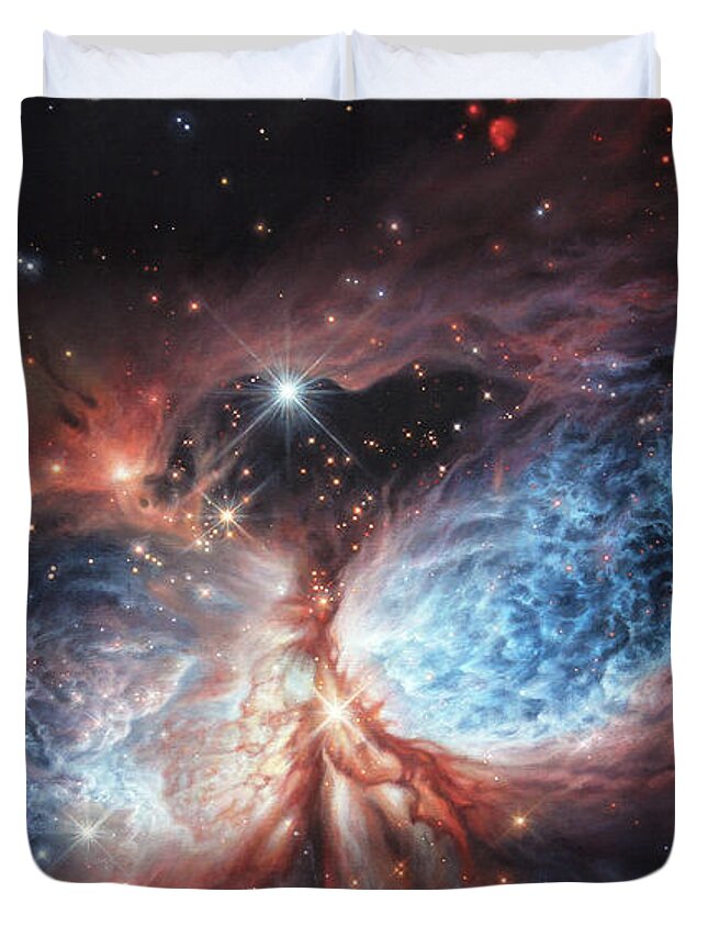 The Brush Strokes Of Star Birth Duvet Cover featuring the painting The Brush Strokes of Star Birth by Lucy West