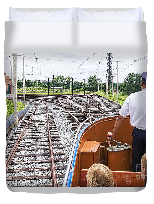 Bts 606 Duvet Cover featuring the photograph The BTS 606 boat car approaches the yard and barn at the Nationa by William Kuta