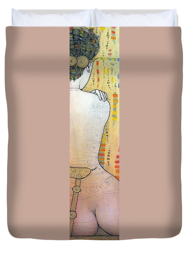 Albena Duvet Cover featuring the painting The chair by Albena Vatcheva