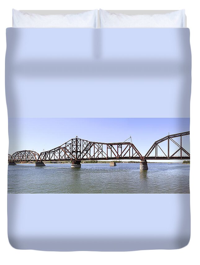 Railroad Duvet Cover featuring the photograph The Chicago and North Western Railroad Bridge Panoramic by Mike McGlothlen