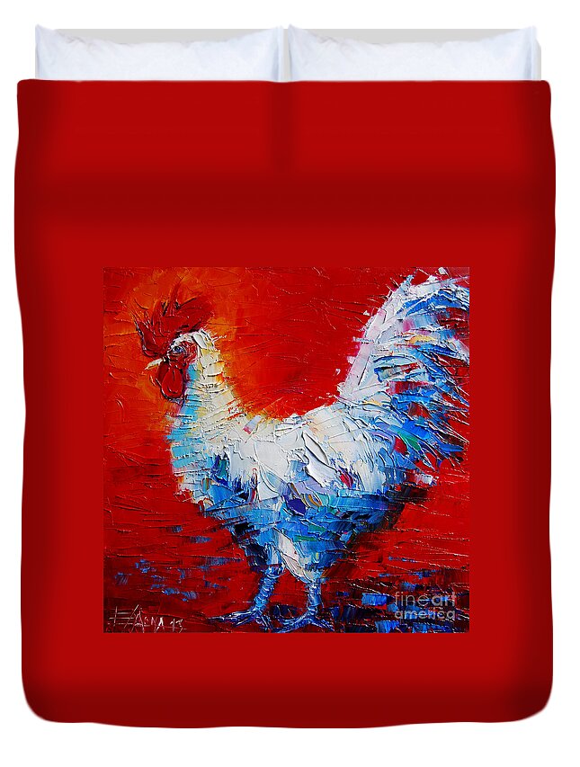 The Chicken Of Bresse Duvet Cover featuring the painting The Chicken Of Bresse by Mona Edulesco