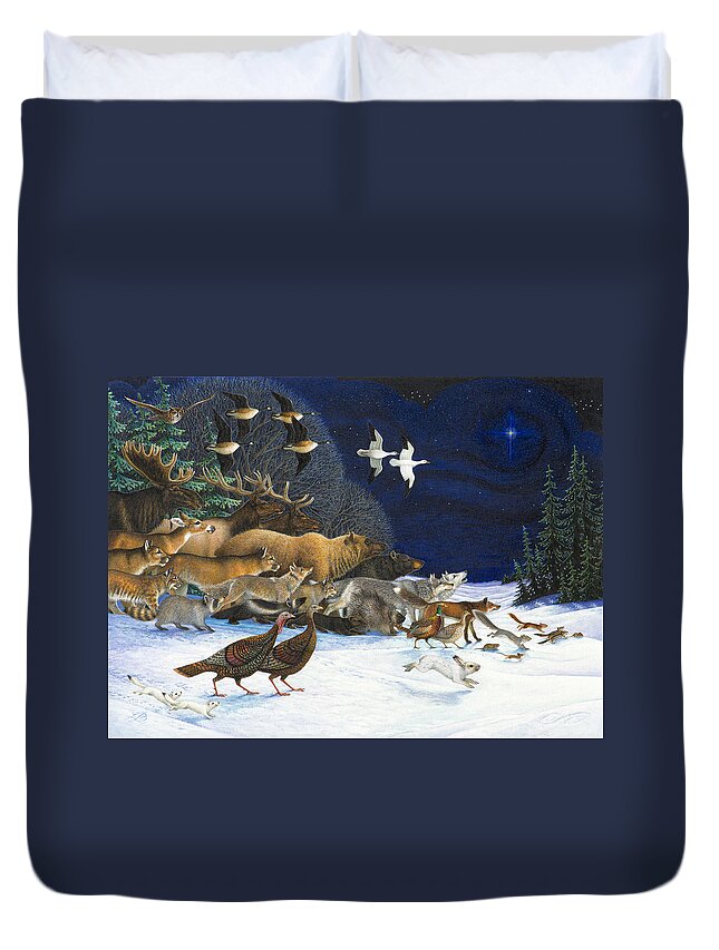 Christmas Duvet Cover featuring the painting The Christmas Star by Lynn Bywaters