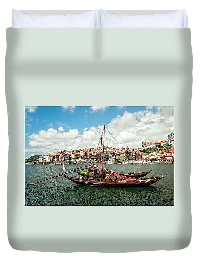 Crystal Duvet Cover featuring the photograph The City of Porto in Portugal and the River Douro by Mitchell R Grosky
