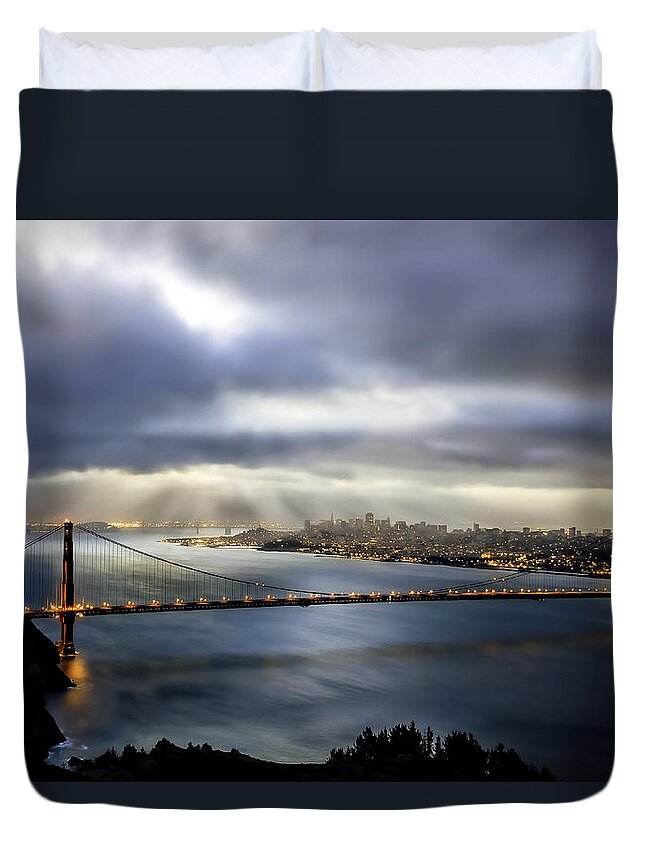 Clouds Duvet Cover featuring the photograph The City by Don Hoekwater Photography