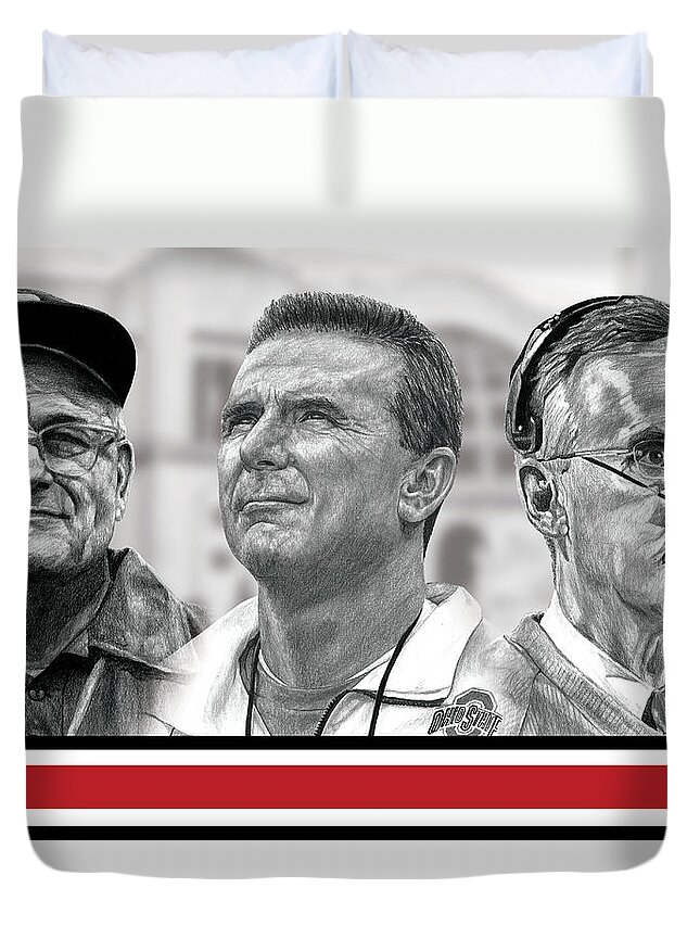 Ohio State Buckeyes Duvet Cover featuring the digital art The Coaches by Bobby Shaw