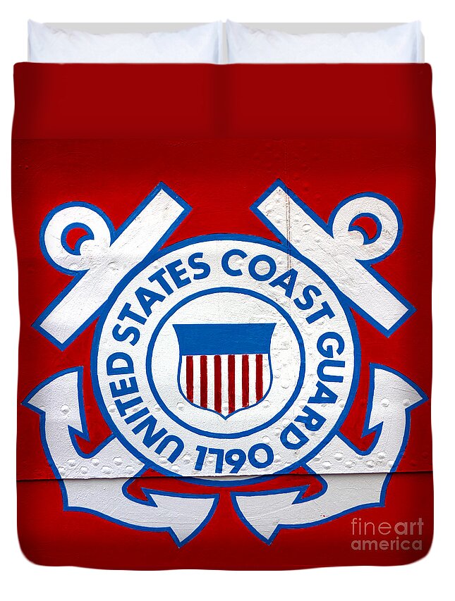 United Duvet Cover featuring the photograph The Coast Guard Shield by Olivier Le Queinec