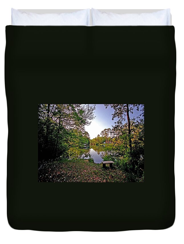 Alabama Duvet Cover featuring the digital art The Cold Hole From Shore by Michael Thomas