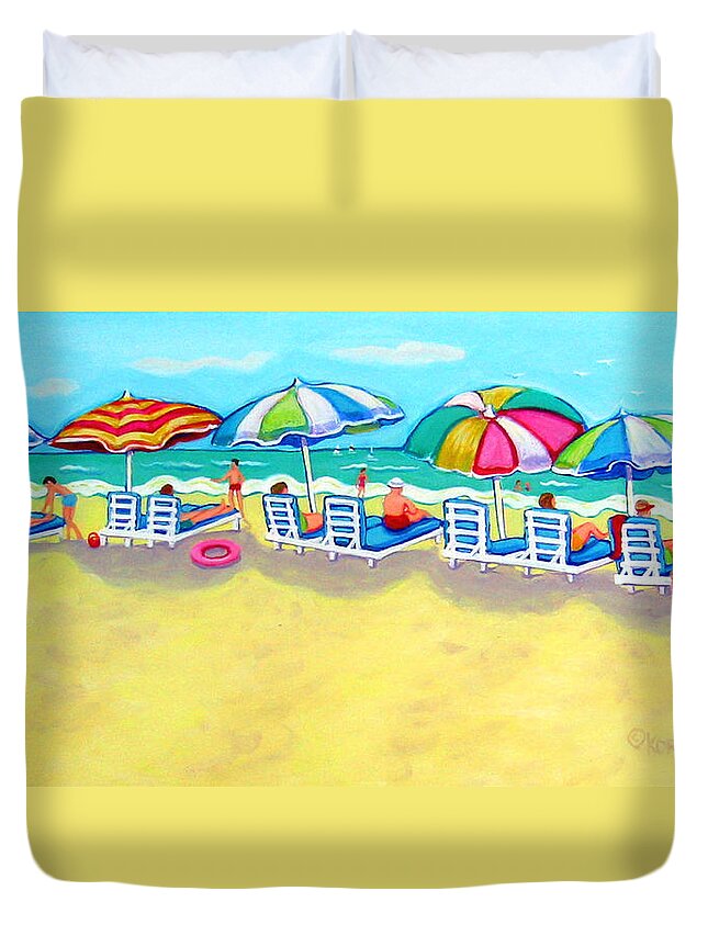 Colorful Beach Duvet Cover featuring the painting The Color of Summer by Rebecca Korpita