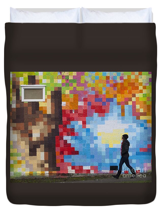 Wall Duvet Cover featuring the photograph The Coloured Wall by Chris Dutton