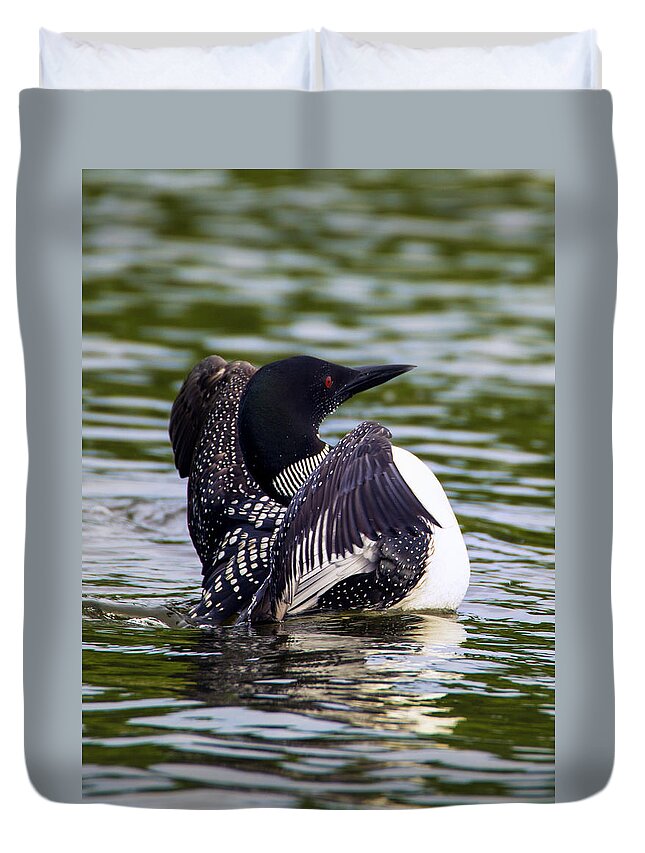 Bird Duvet Cover featuring the photograph The Common Loon by Bill and Linda Tiepelman