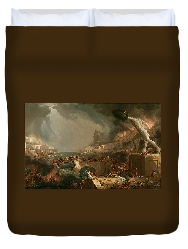 Thomas Cole Duvet Cover featuring the painting The Course of Empire Destruction by Thomas Cole