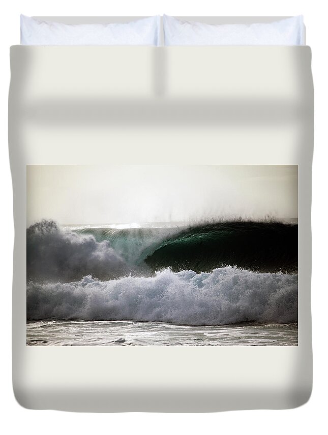 Waves Duvet Cover featuring the photograph The Crash by Edward Hawkins II