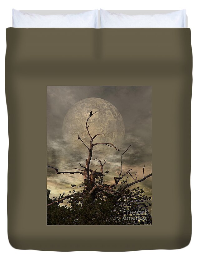 Crow Duvet Cover featuring the digital art The Crow Tree by Abbie Shores