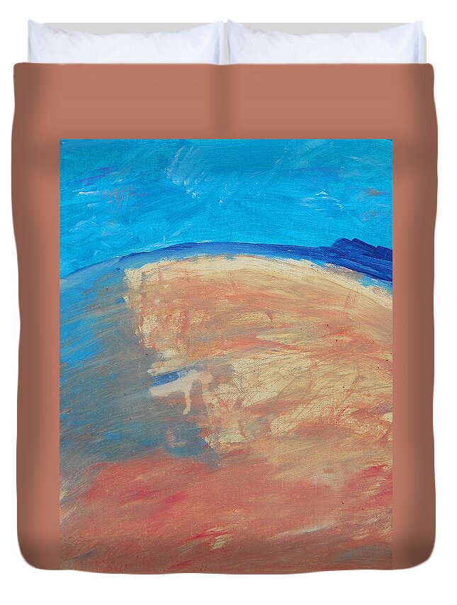 Abstract Duvet Cover featuring the painting The Curve of the Beach by Lenore Senior