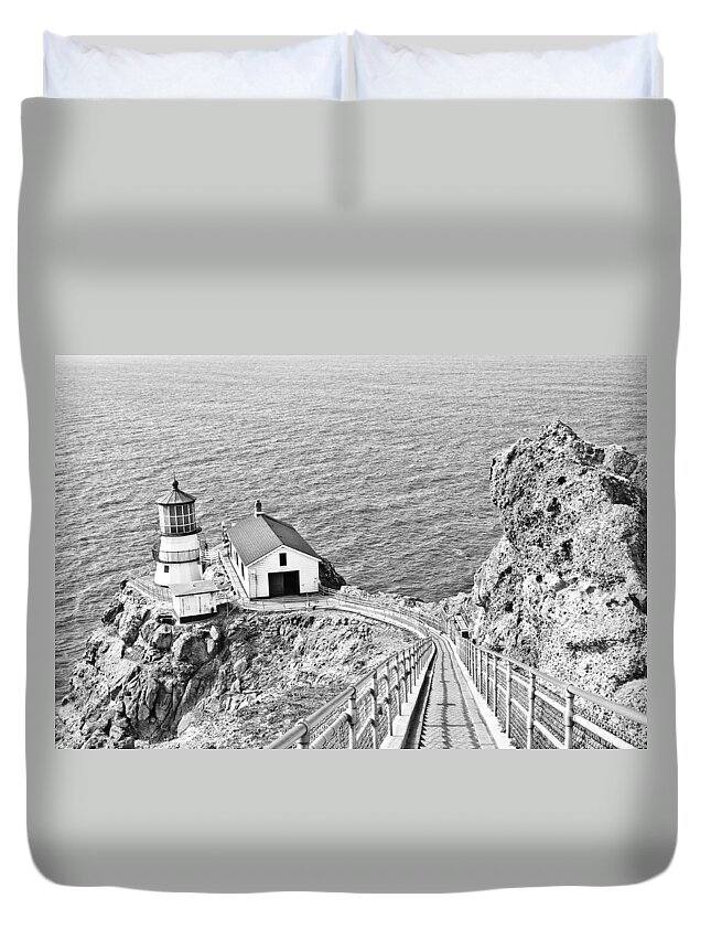Lighthouse Duvet Cover featuring the photograph The Descent To Light by Priya Ghose