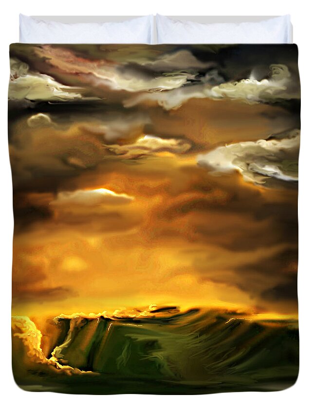 Skyscape Duvet Cover featuring the painting The Desertland by Sophia Gaki Artworks