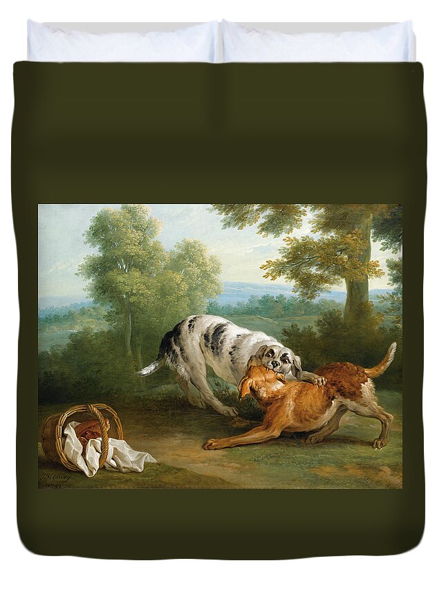Jean-baptiste Oudry Duvet Cover featuring the painting The dog carring his dinner to his master by Jean-Baptiste Oudry