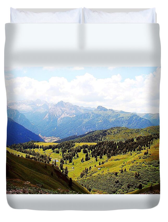 The Dolomites Duvet Cover featuring the photograph The Dolomites by Zinvolle Art