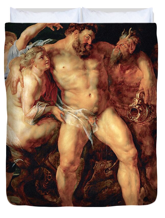 Peter Paul Rubens Duvet Cover featuring the painting The Drunken Hercules by Peter Paul Rubens