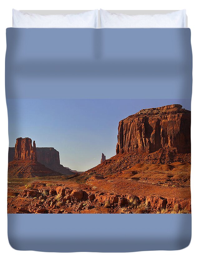 Desert Duvet Cover featuring the photograph The Dusty Trail - Monument Valley by Mike McGlothlen