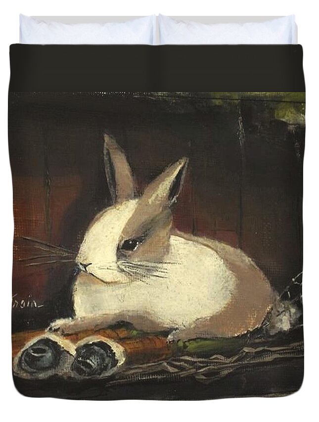 Rabbits Duvet Cover featuring the painting The Dutch Rabbit by Diane Strain