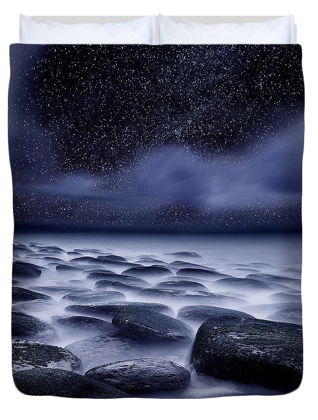 Night Duvet Cover featuring the photograph The Edge of Forever by Jorge Maia