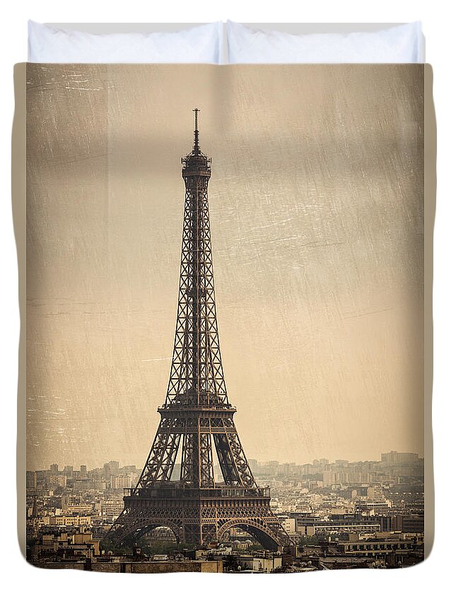 Paris Duvet Cover featuring the photograph The Eiffel Tower in Paris France by Dutourdumonde Photography