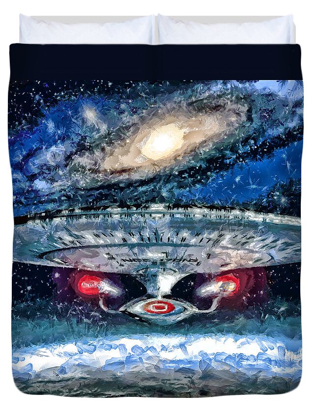 Midnight Streets Duvet Cover featuring the painting The Enterprise by Joe Misrasi