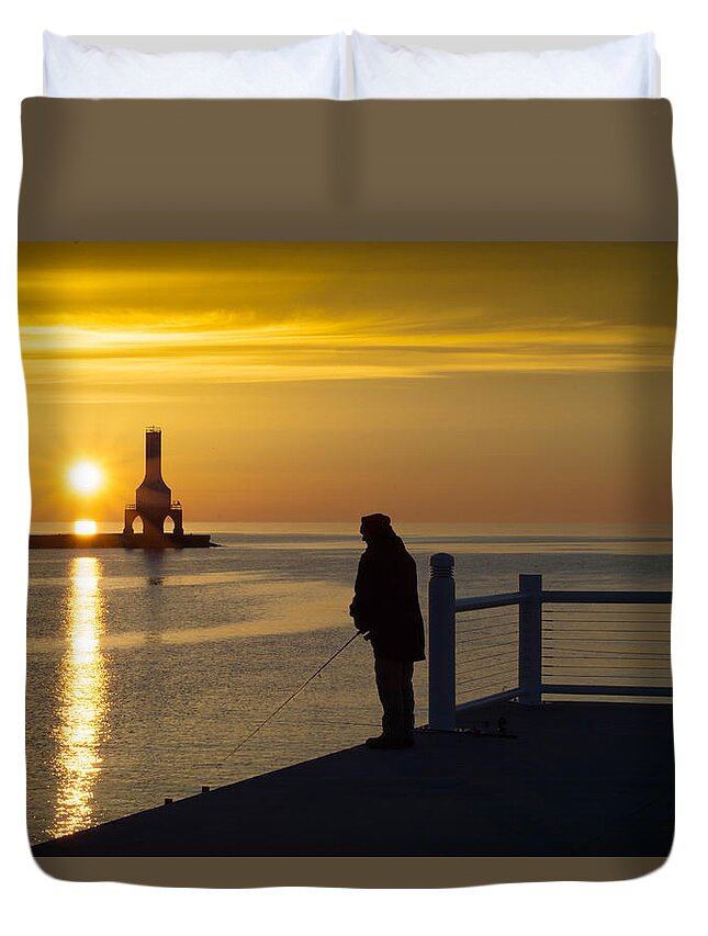Fisherman Duvet Cover featuring the photograph The Fisherman by James Meyer