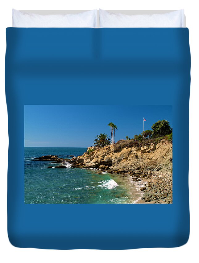 Laguna Beach Duvet Cover featuring the photograph The Flag by Richard J Cassato