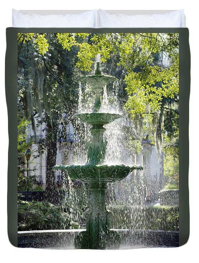 Fountain Duvet Cover featuring the photograph The Fountain by Mike McGlothlen