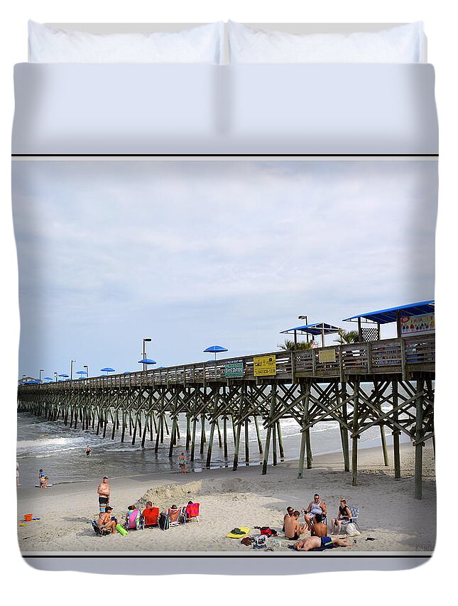Pier Duvet Cover featuring the photograph The Garden City Pier by Kathy Barney