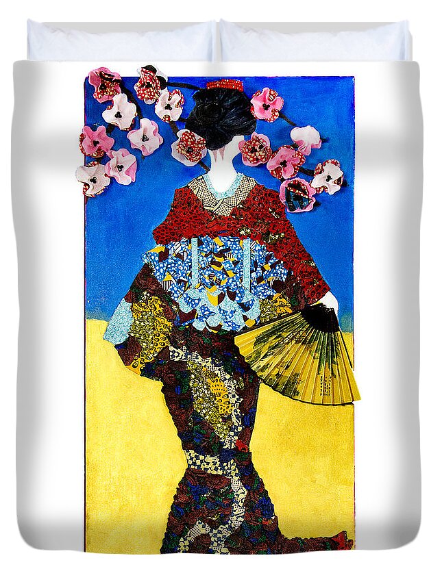 Oriental Duvet Cover featuring the tapestry - textile The Geisha by Apanaki Temitayo M