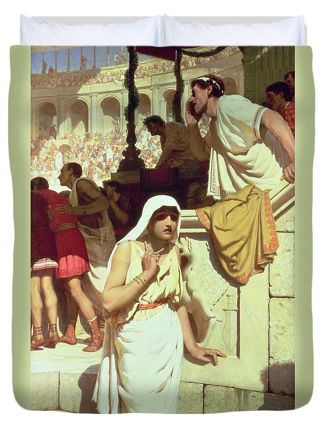 The Gladiator's Wife Duvet Cover featuring the painting The Gladiators Wife by Edmund Blair Leighton
