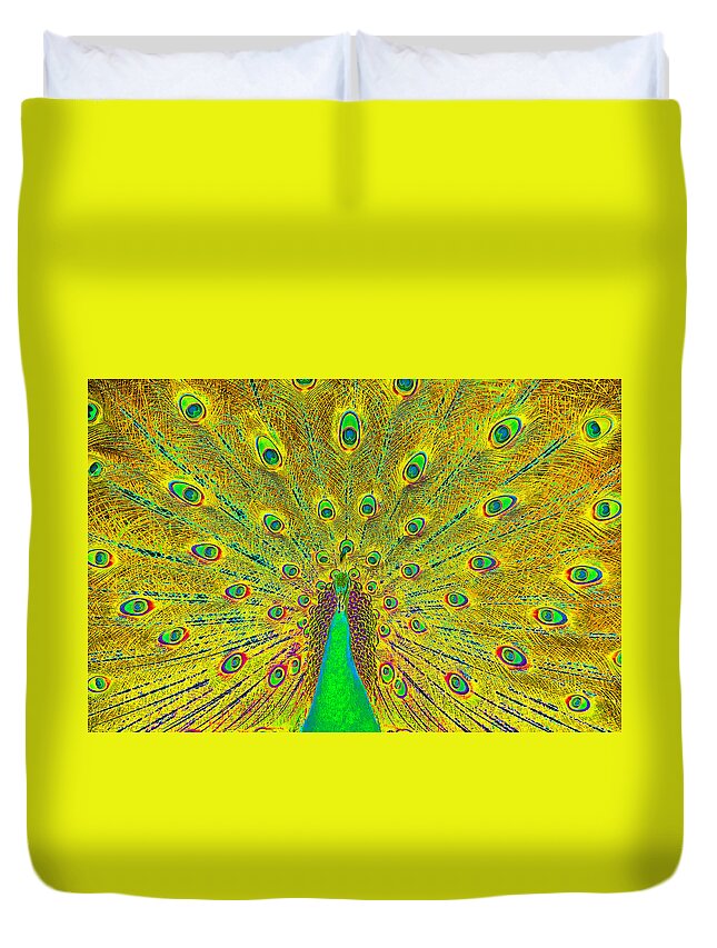 Art Duvet Cover featuring the digital art The Great Peacock by David Lee Thompson