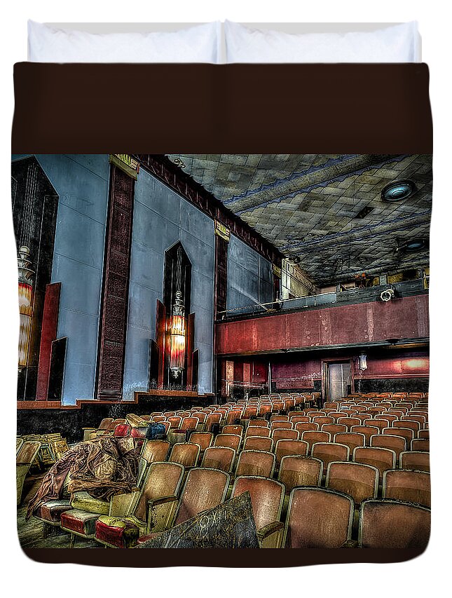 Cole Theater Duvet Cover featuring the photograph The Haunted Cole Theater by David Morefield