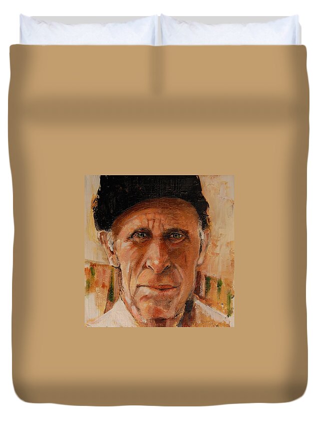 Senior Man Duvet Cover featuring the painting The Gillie by Jean Cormier