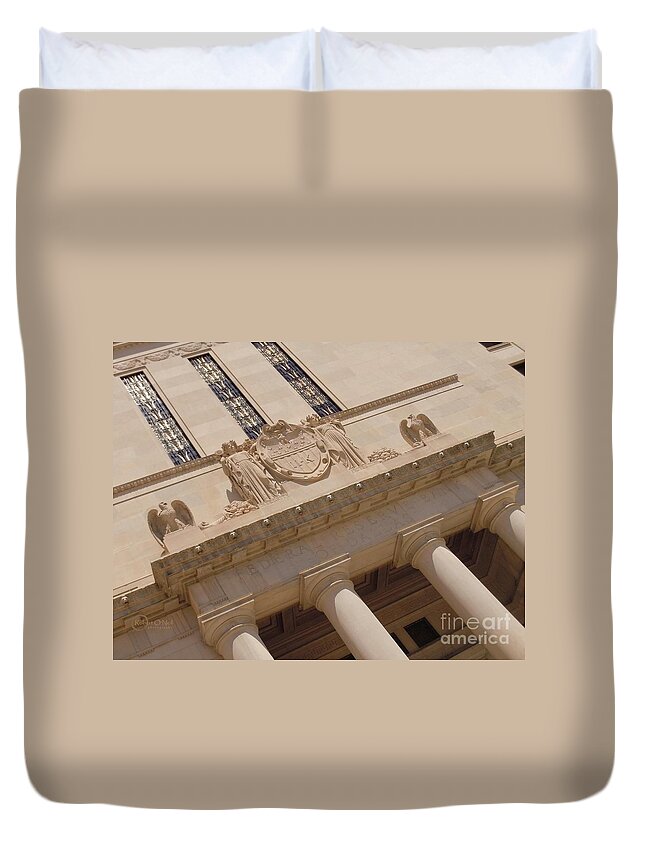 Architecture Duvet Cover featuring the photograph The Historical Federal Reserve Bank of Dallas by Robert ONeil