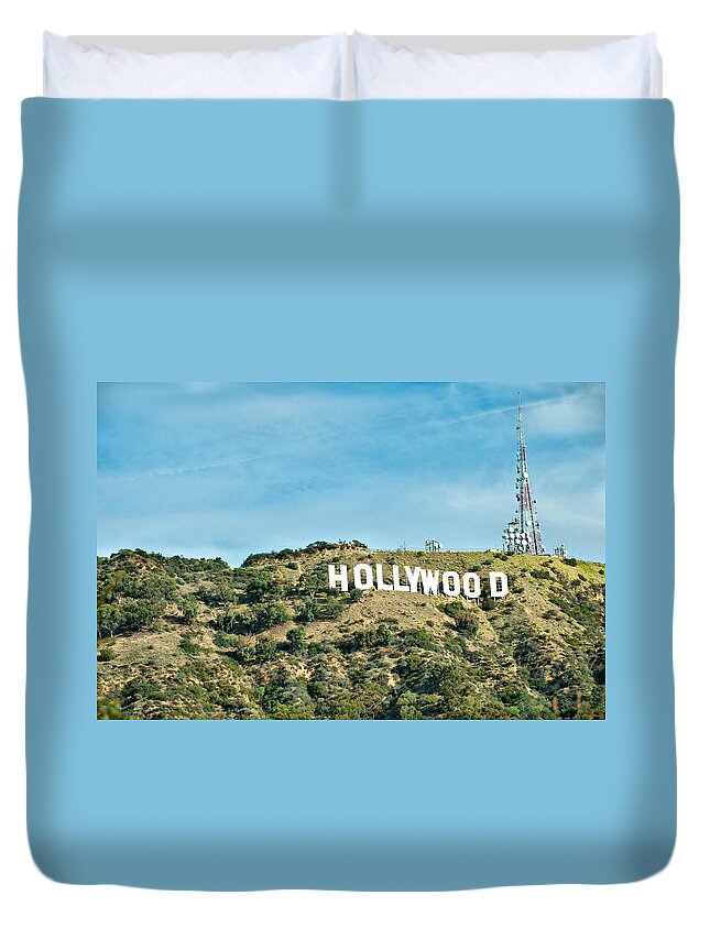 Hollywood Duvet Cover featuring the photograph The Hollywood Sign by Gregory Ballos