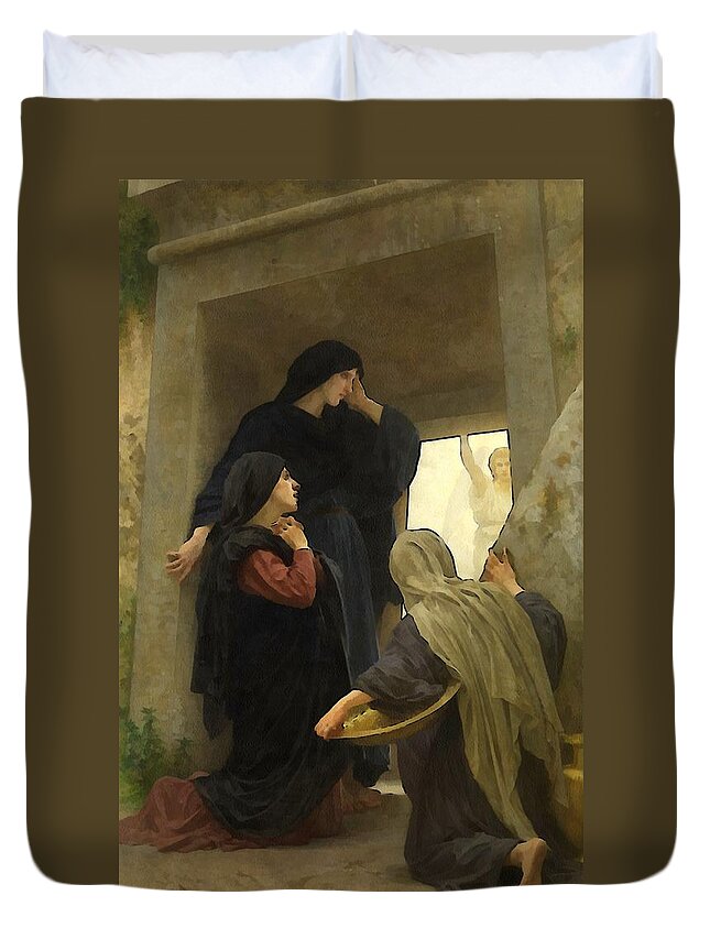 William Bouguereau Duvet Cover featuring the digital art The Holy Women at the Tomb by William Bouguereau